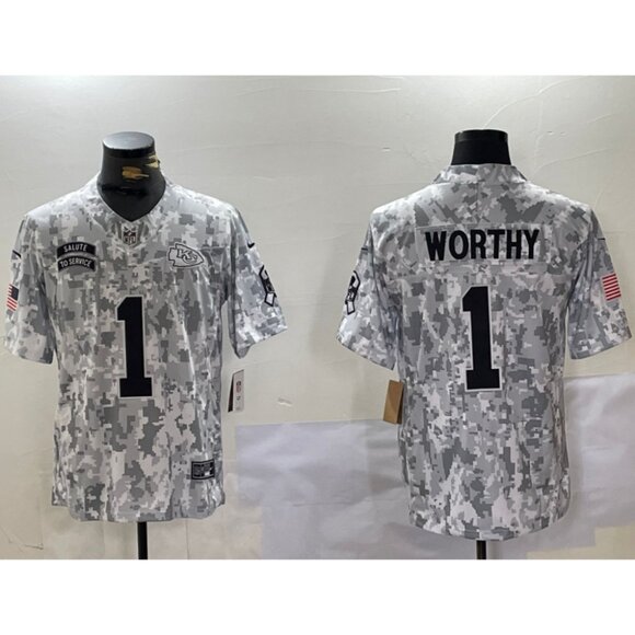 Mens Youths Kids Womens 1 Xavier Worthy Salute to Service Stitched Jersey